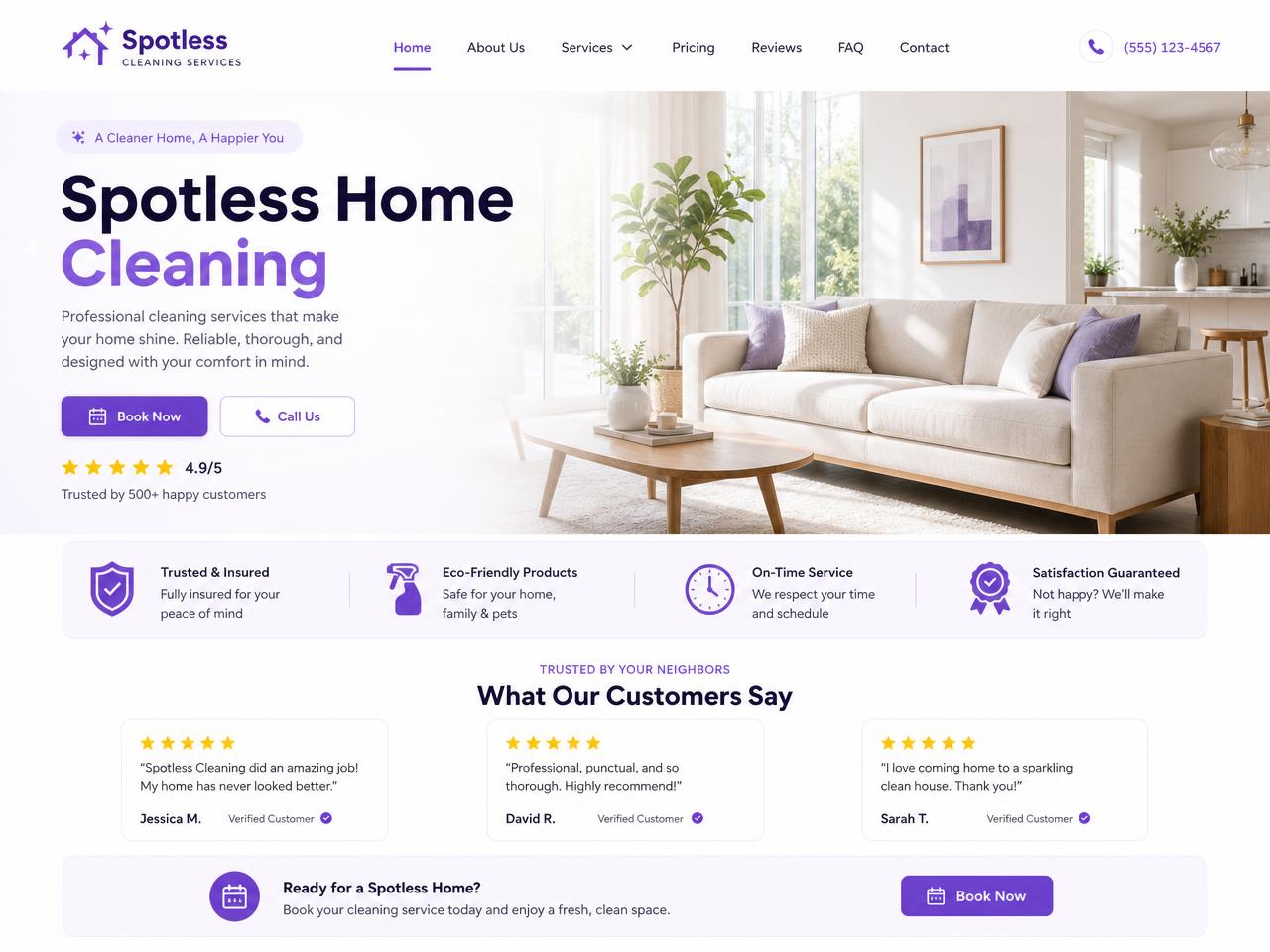 Home cleaning website built for a local business in Akron, OH