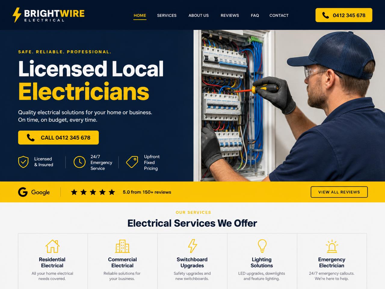 Electrical website built for a local business in Fresno, CA