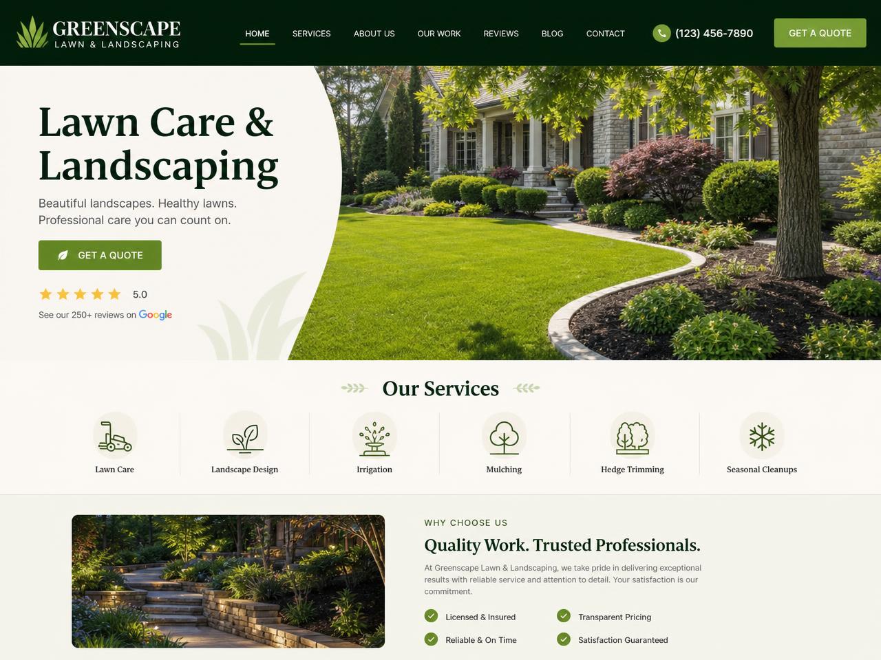 Landscaping website built for a local business in Boise, ID